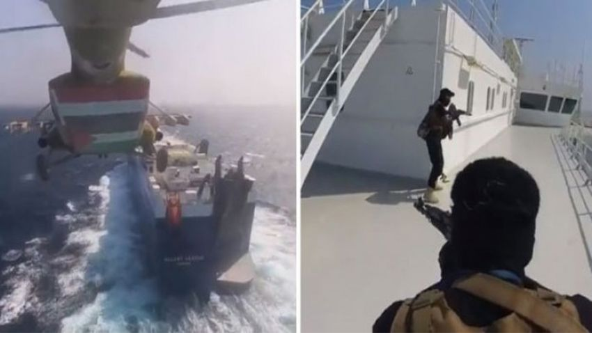 Yemen Ensarullah Hükümeti, İsrail gemisine baskının videosunu yayınladı..